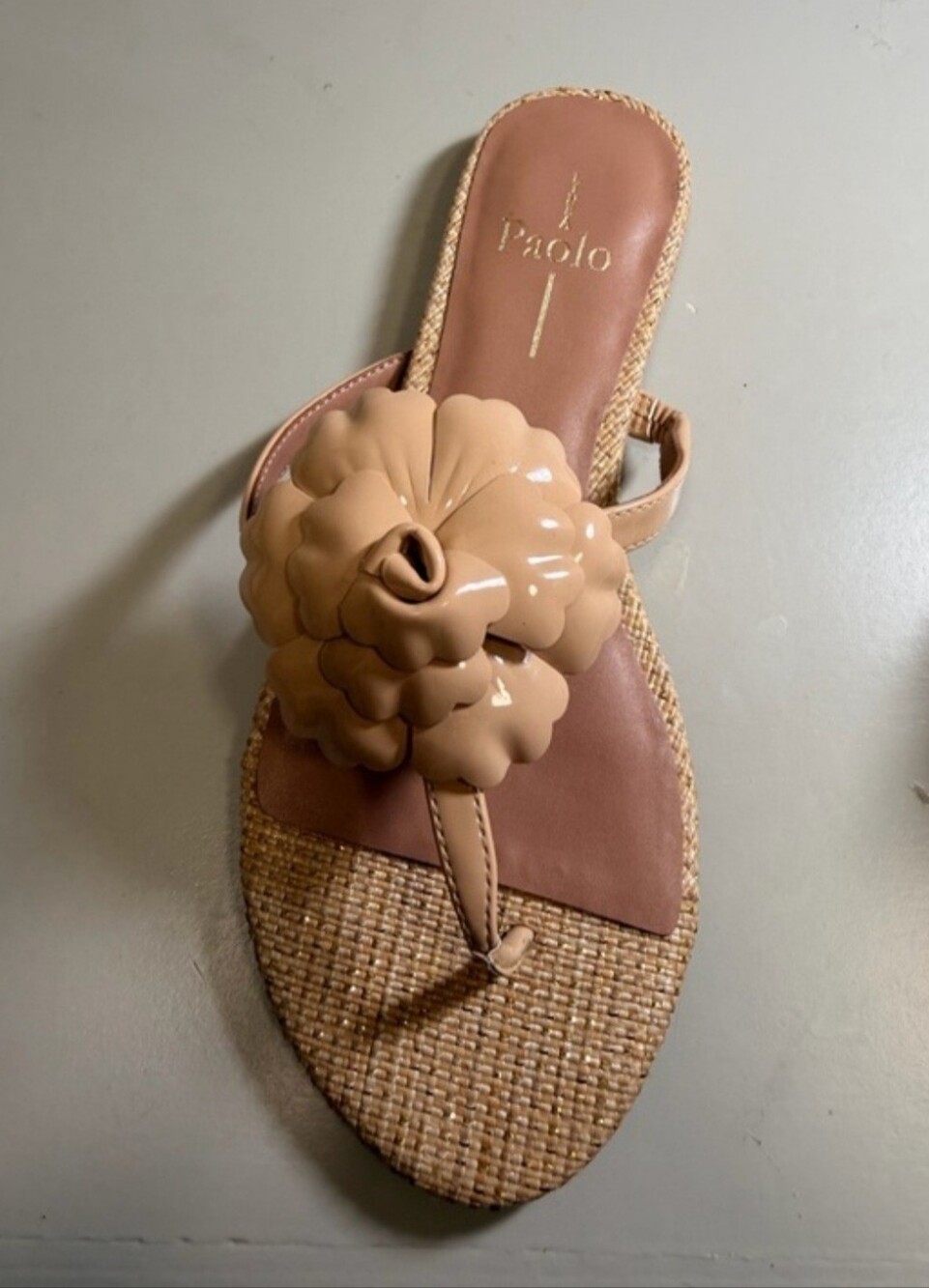 Paolo Beige Floral Thong Sandals